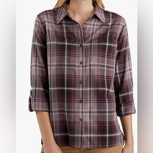 Carhartt WMN Fairview Plaid Roll Tab Convertible Slv Western Fall Shirt M 8/10
